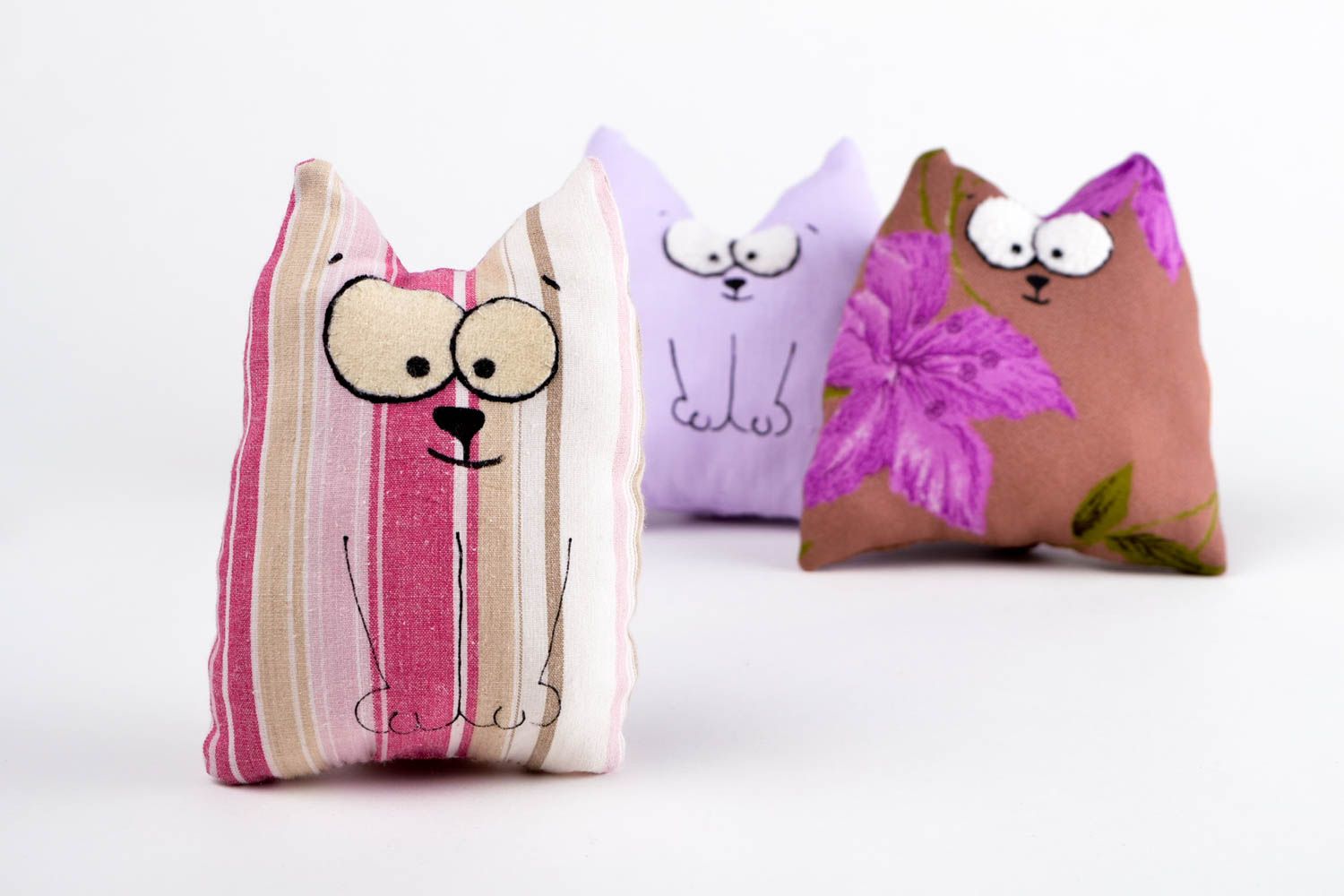 Handmade textile cute toy unusual cat stylish toy interior decor ideas photo 1