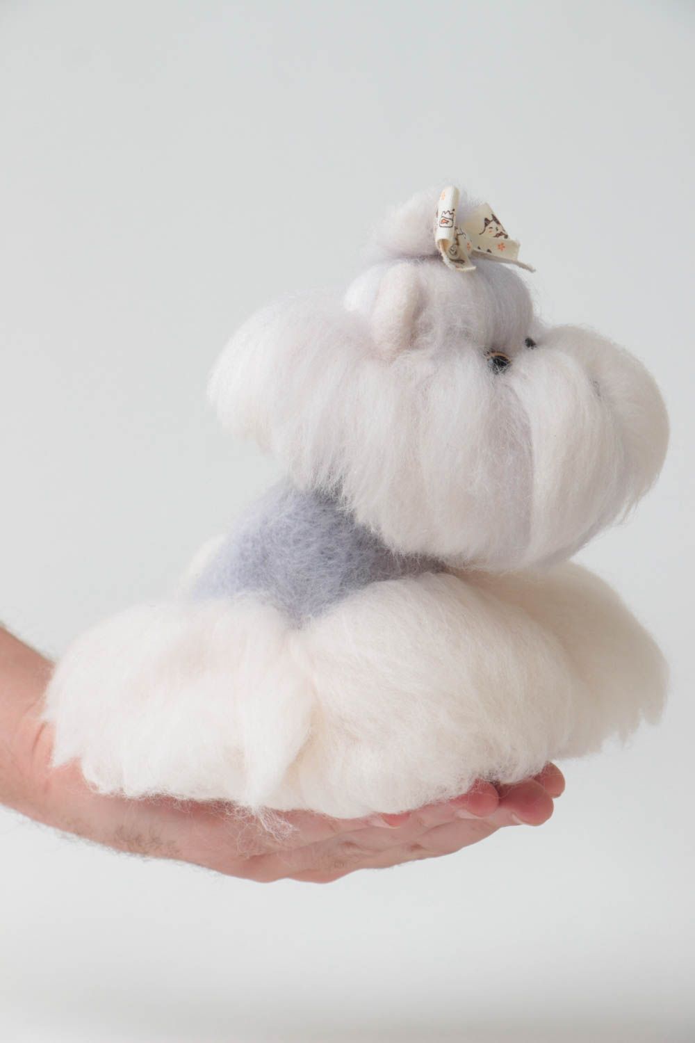 Schönes Wolle Kuscheltier Hund handmade Yorkshire Terrier für Kinder und Dekor foto 5