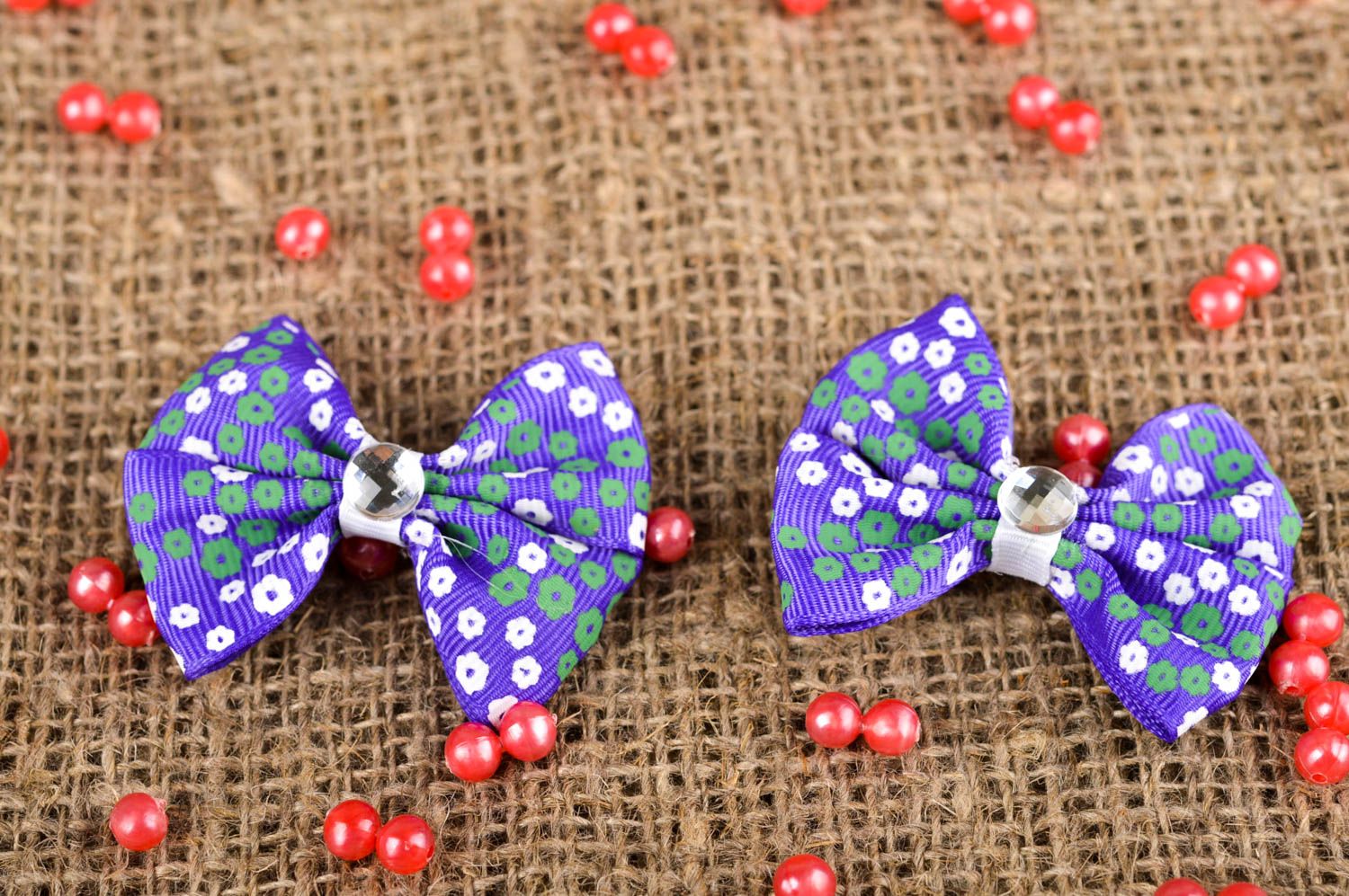Set of barrettes handmade accessories for children ribbon barrettes for babies photo 1