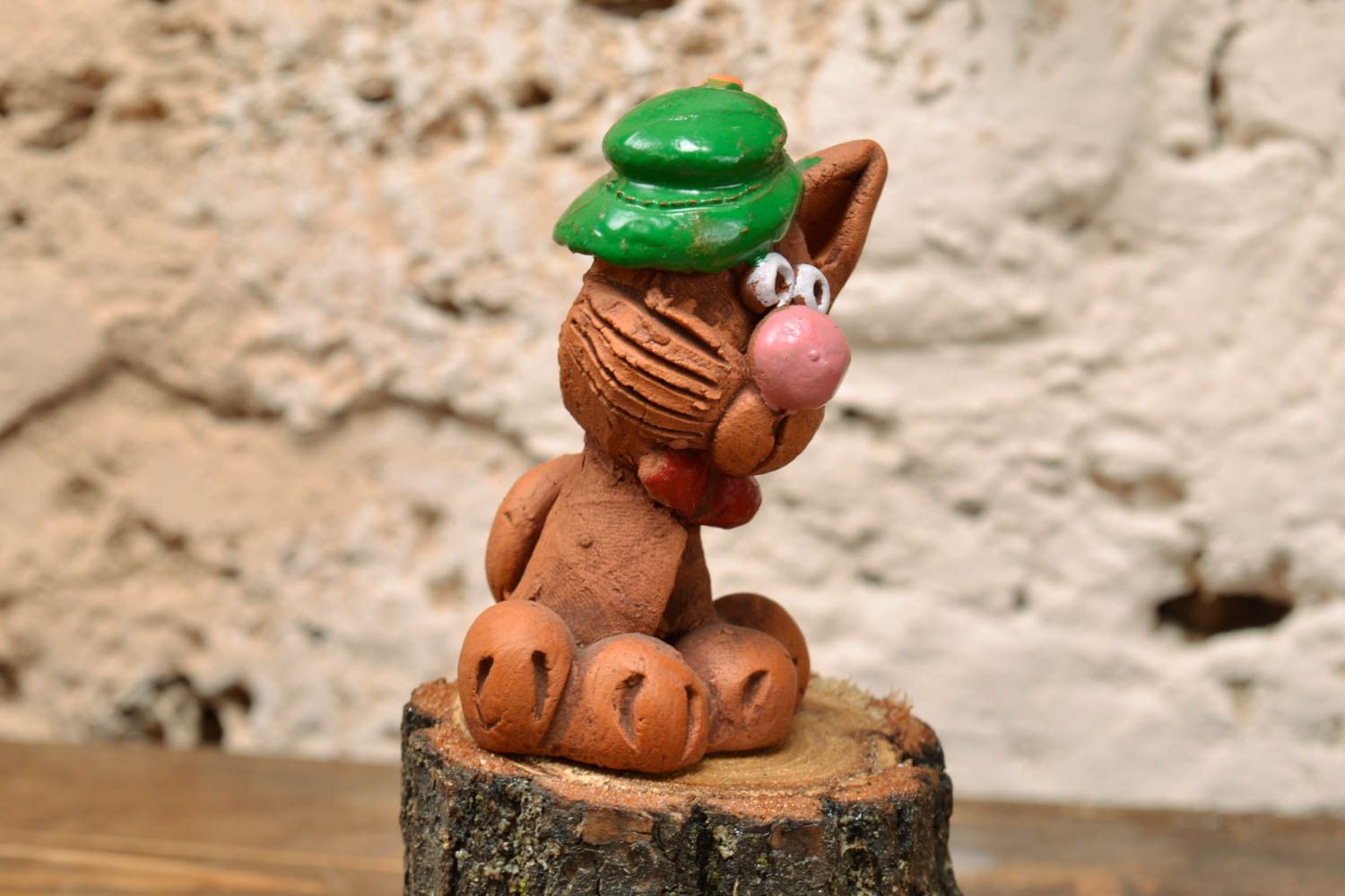 Figurine Chat miniature décoratif originale en terre cuite faite à la main photo 1