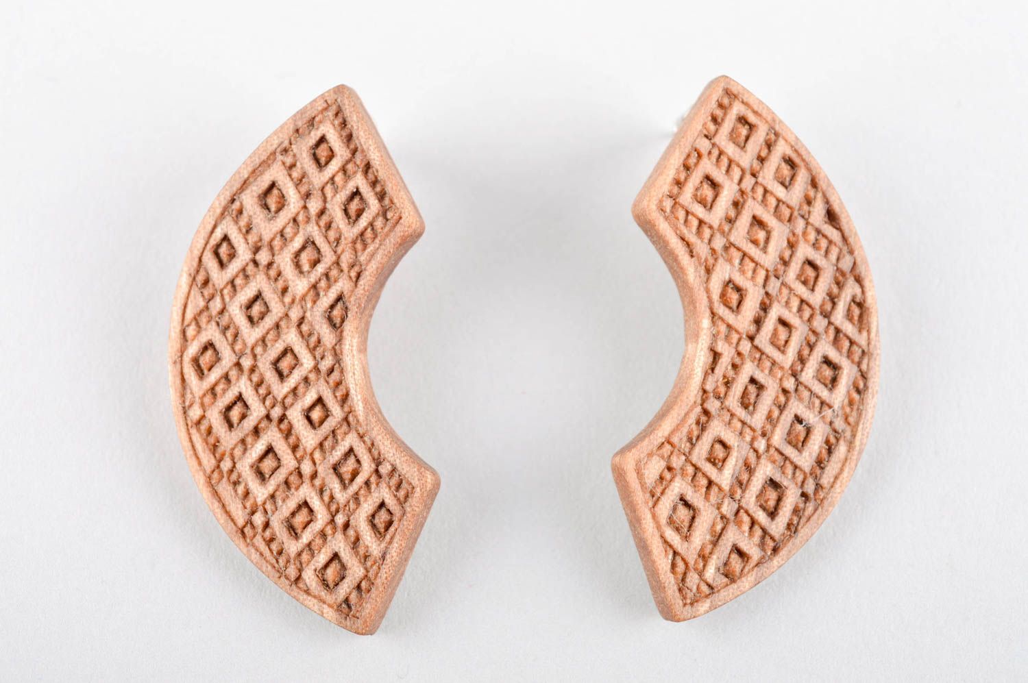 Designer wooden earrings unique bijouterie accessories present for women photo 4