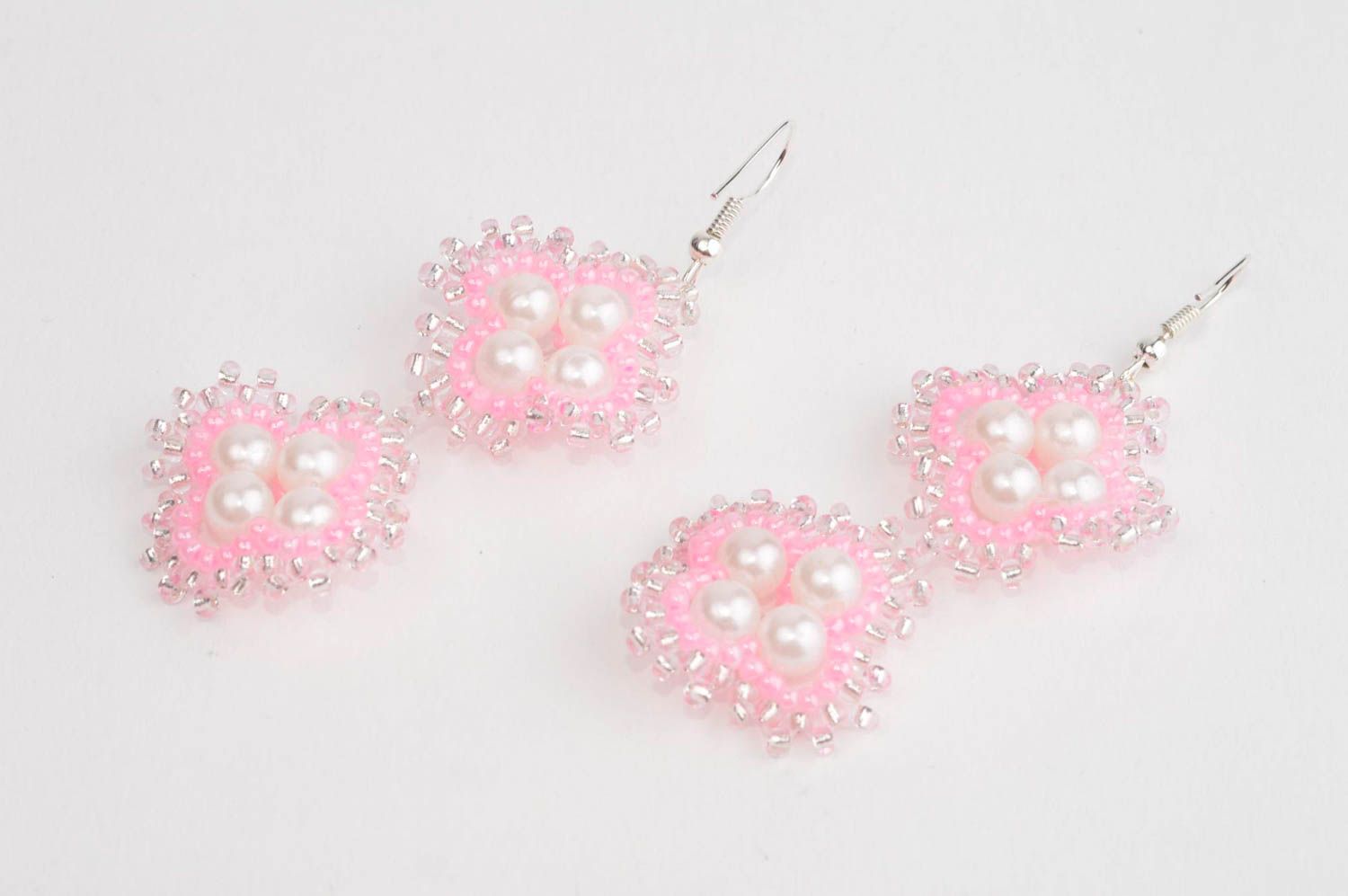 Lange handgemachte Ohrringe in Rosa Glasperlen Schmuck Modeschmuck Ohrringe   foto 3