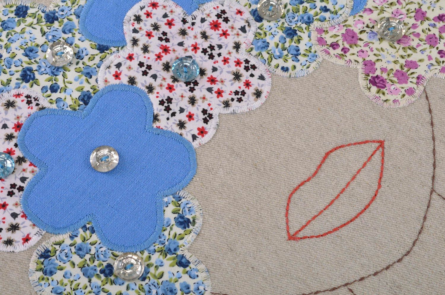 Handmade Handtasche aus Stoff Lein Baumwolle mit Muster schön Öko Accessoire foto 2