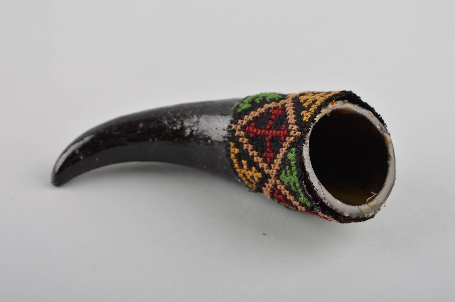 Handmade ware in ethnic style designer horn for drinking cute interesting glass photo 4