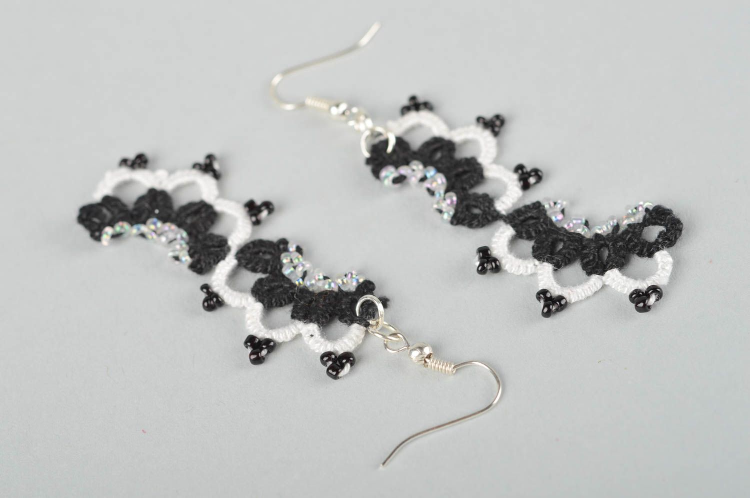 Stylish handmade textile earrings long earrings with beads fashion tips photo 5
