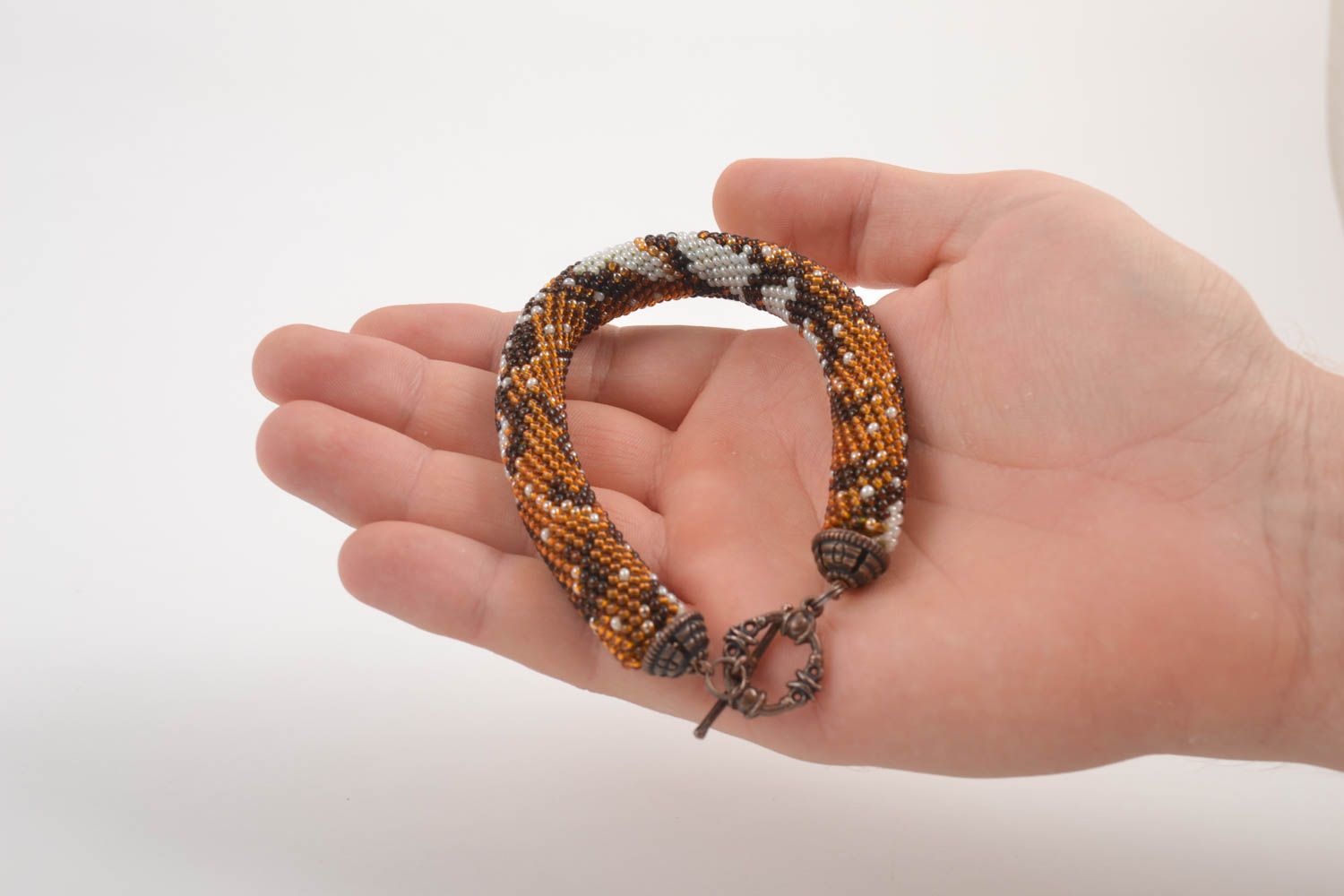 Handmade female wrist bracelet beaded cord bracelet elegant jewelry gift photo 5