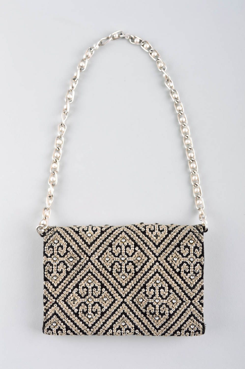 Modische Damentasche handmade Handtasche aus Stoff Geldbörse Stoff schwarz foto 2