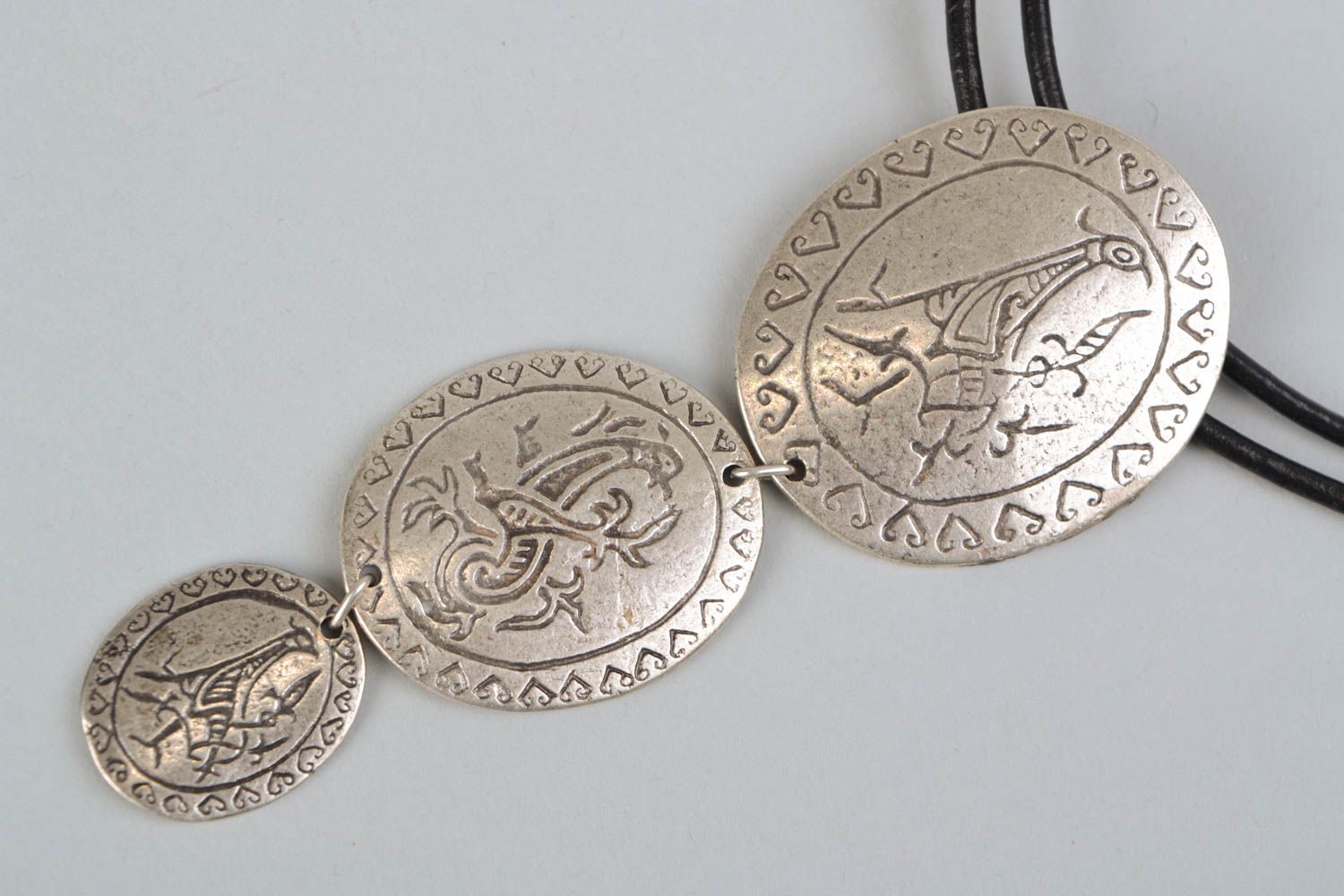 Metal necklace made using chill casting technique Scythian Crane photo 3