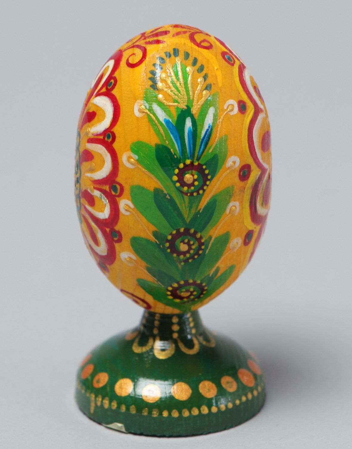 Huevo de Pascua de madera original pintado en pie vistoso artesanal foto 2