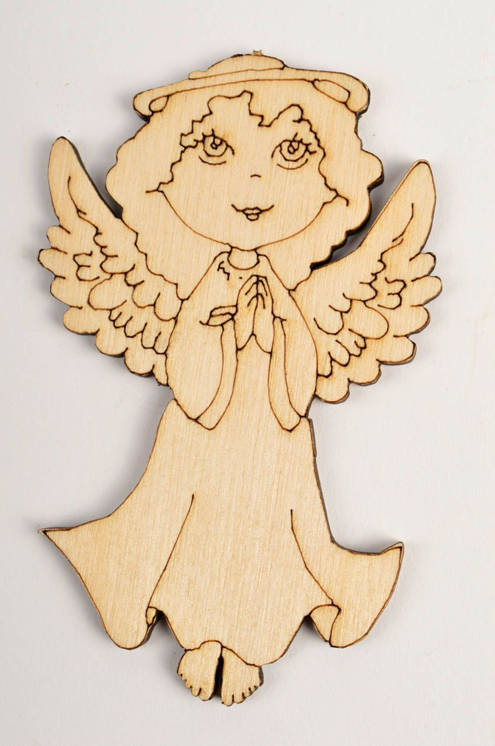 Handmade Figur aus Holz Holzartikel zum Bemalen ausgefallenes Geschenk Engel foto 3