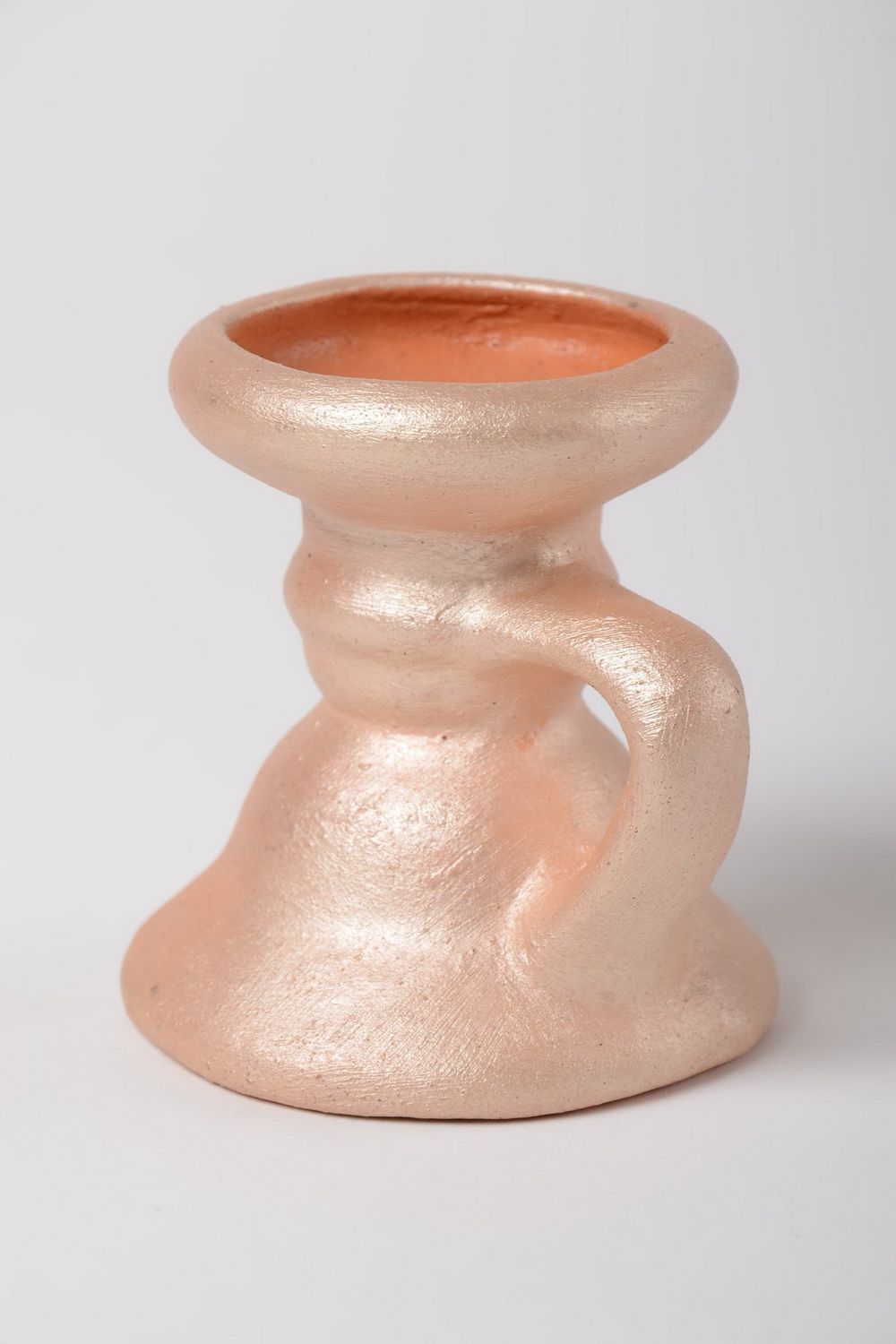 Bougeoir céramique fait main avec anse peint à l'acrylique pour une bougie  photo 3