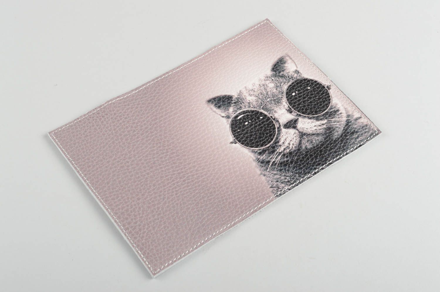 Étui passeport fait mai Couverture passeport cuir avec chat Petit cadeau photo 2