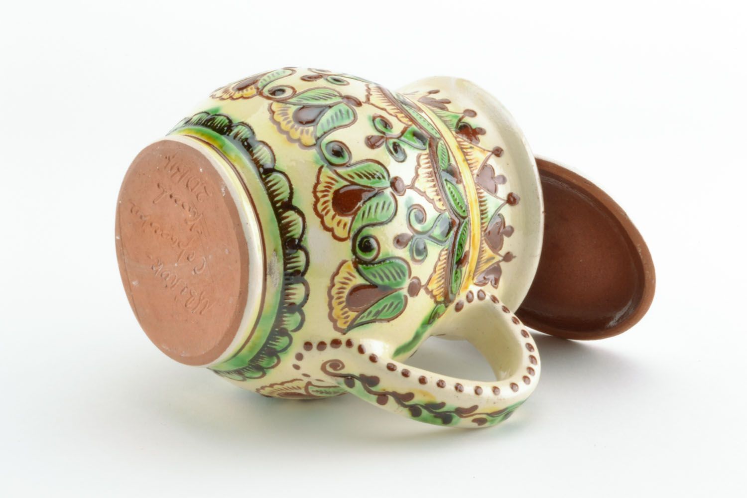 15 oz ceramic handmade creamer pitcher in ethnic design 1 lb photo 3