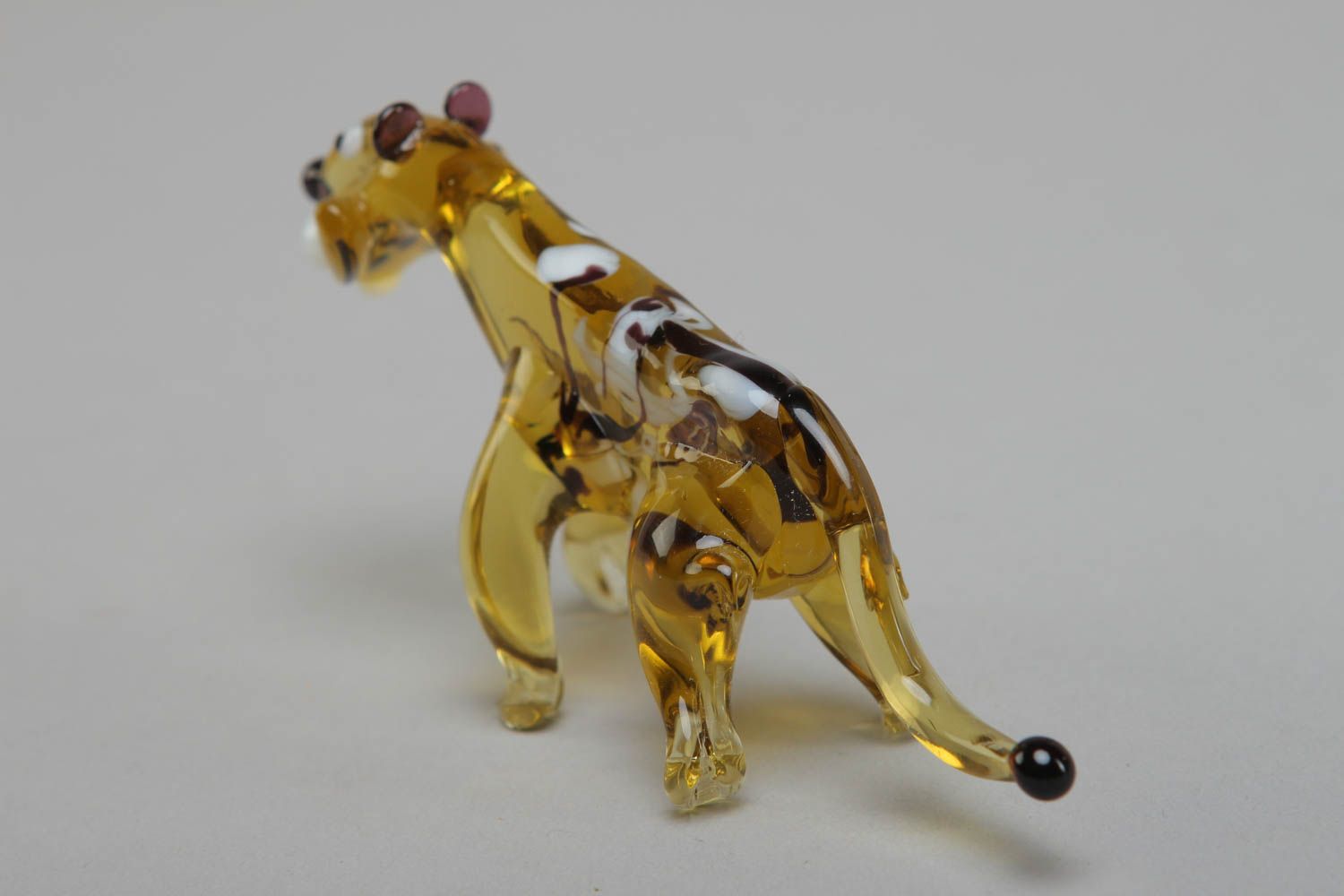 Figurine miniature en verre lampwork en forme de léopard faite main photo 3