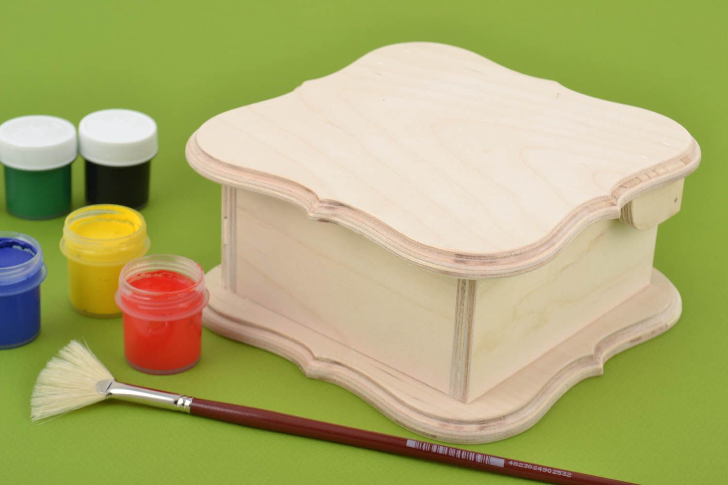 Pieza para manualidades artesanal caja de madera inacabada con tapa para pintar foto 1