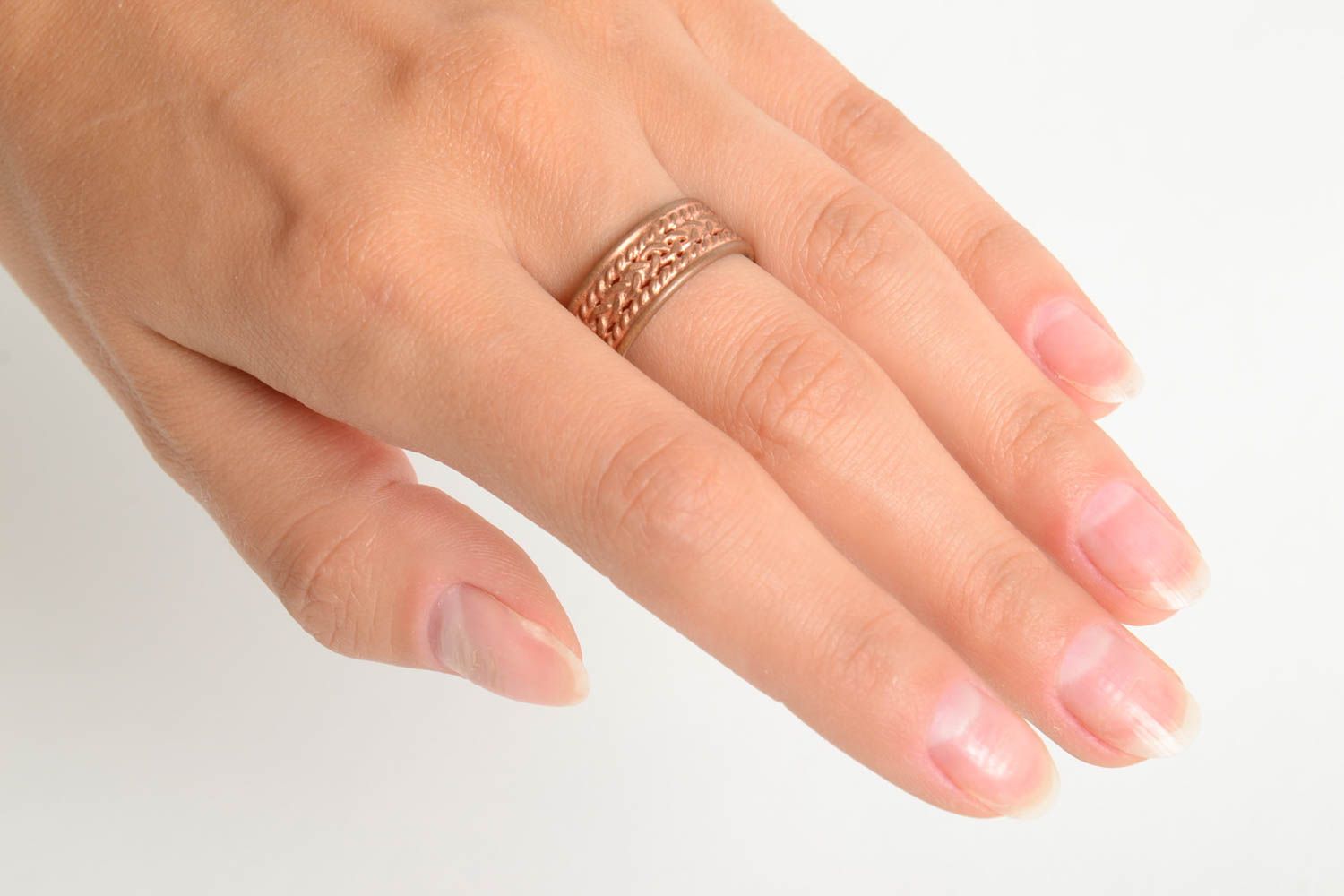Handmade Schmuck Ring aus Kupfer Damen Modeschmuck Accessoire für Frauen breit foto 2