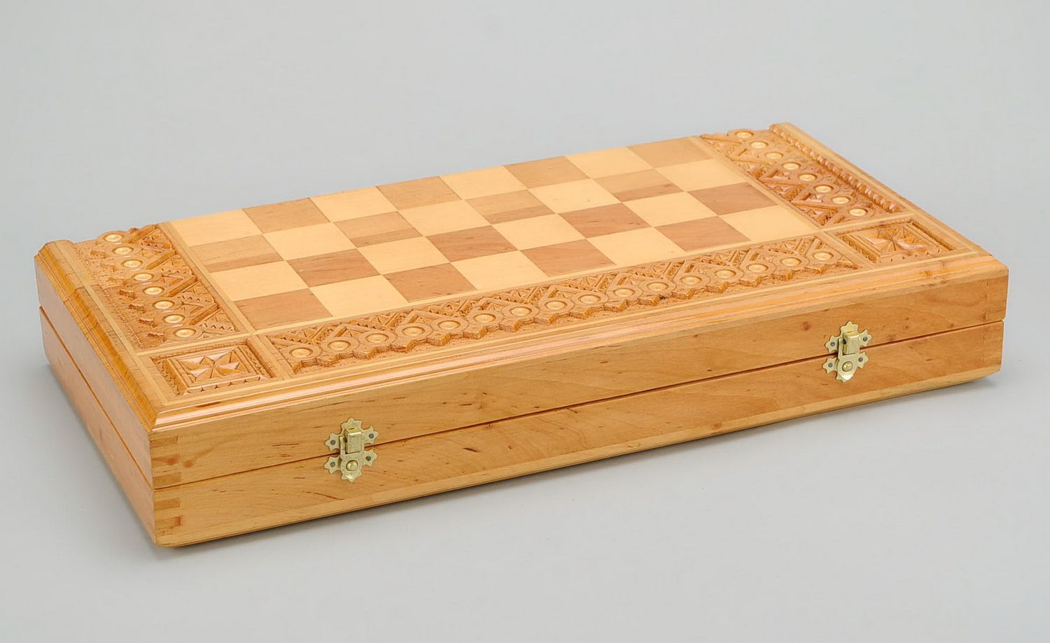 Wooden set chess, backgammon, checkers three in one photo 2
