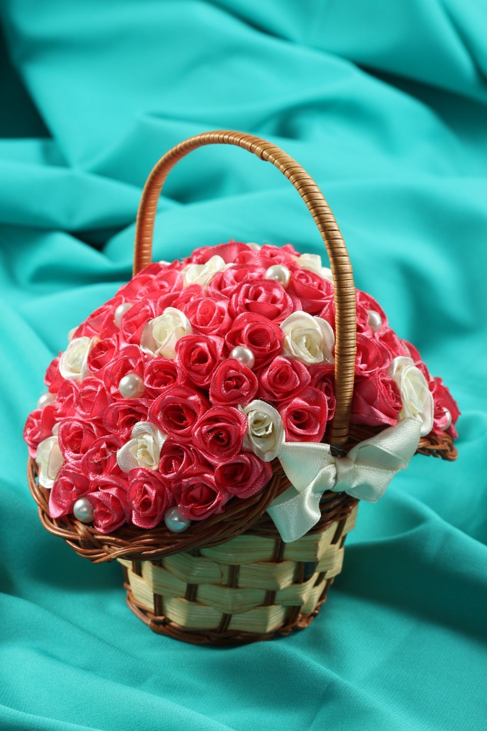 Bouquet décoratif fait main Déco maison Cadeau original roses panier design photo 1