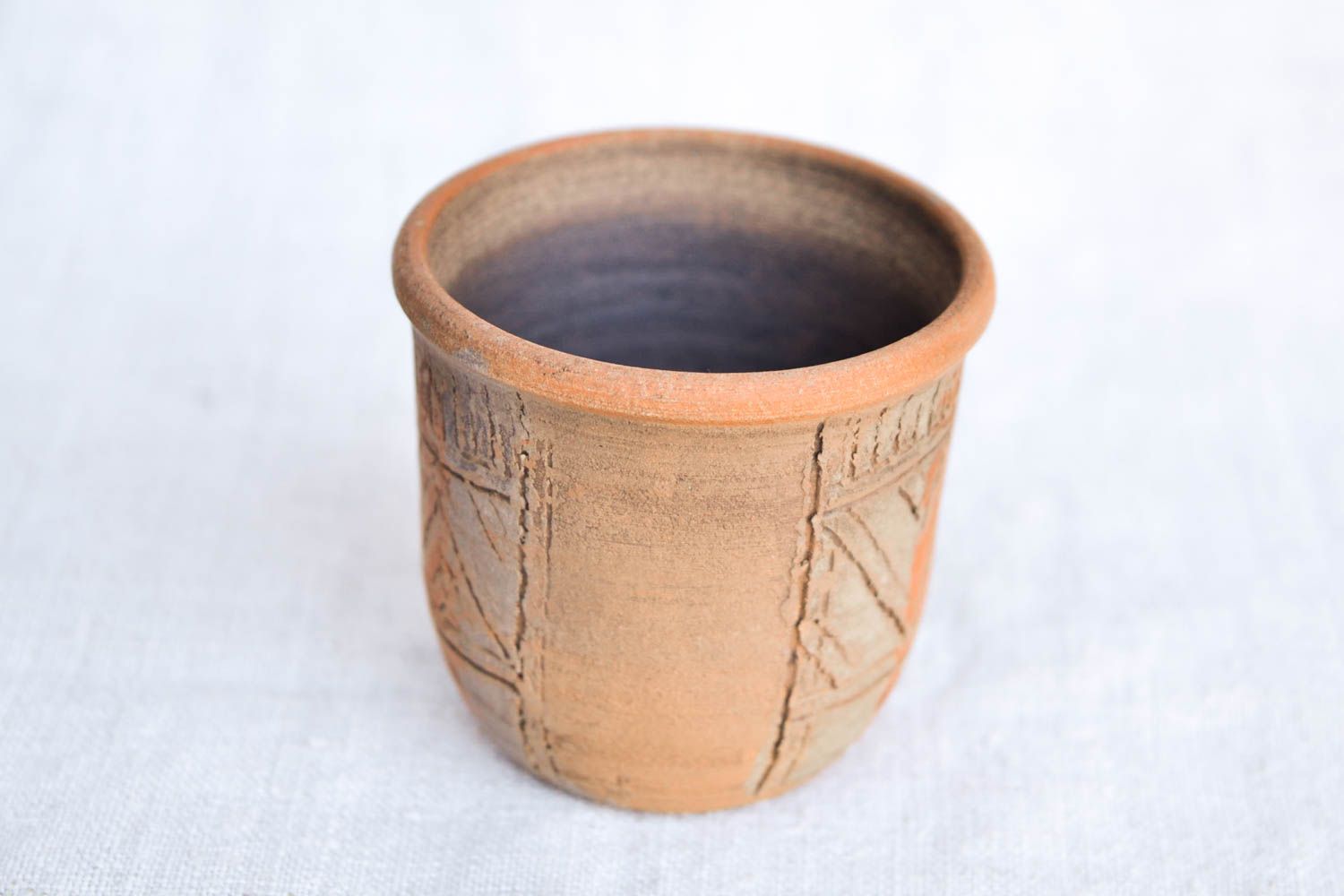 Clay no handle drinking cup of medium size photo 5
