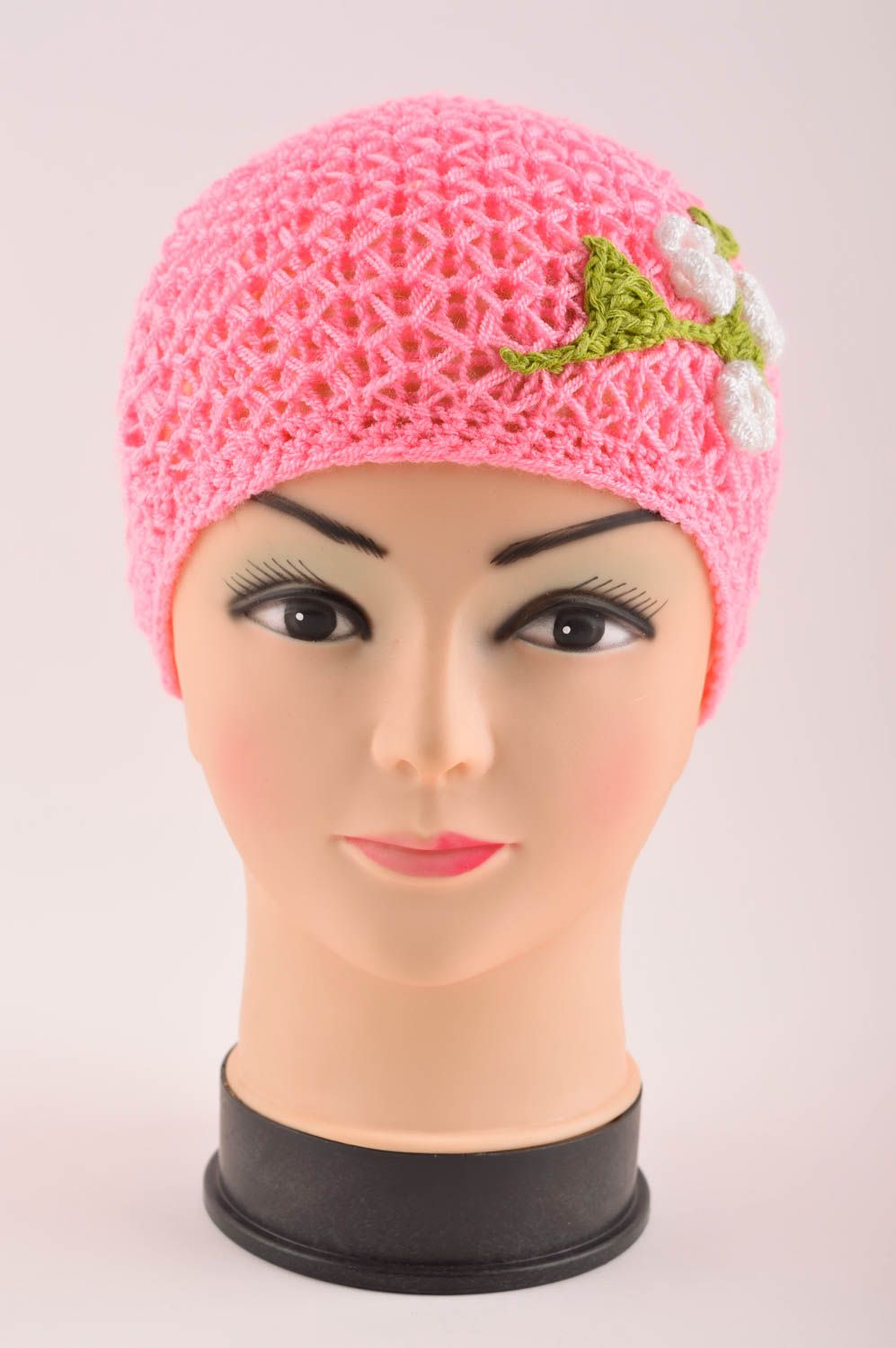 Зимняя шапка хенд мейд вязаная шапка для детей детская вязаная шапочка розовая фото 4