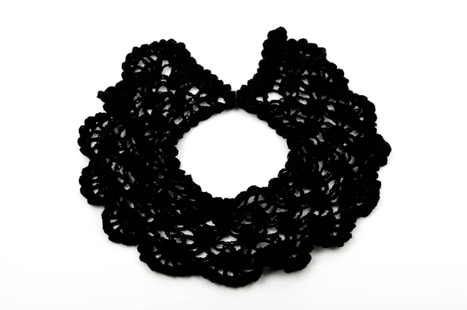 Col tricoté fait main Col claudine Accessoires tricot noir Cadeau femme design photo 3