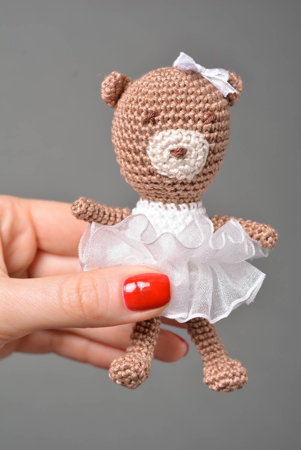 Peluche ours Jouet fait main en coton tricoté au crochet Cadeau pour enfant photo 3