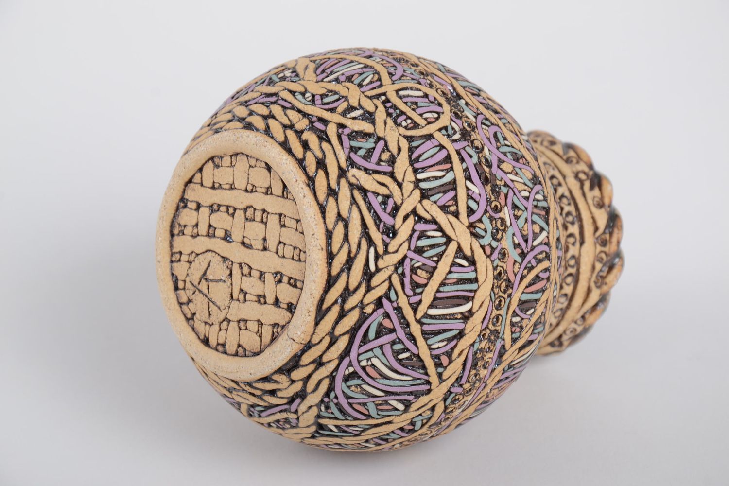 Small 4 inches ball shape ceramic handmade woolen yarn style 0,78 lb photo 4