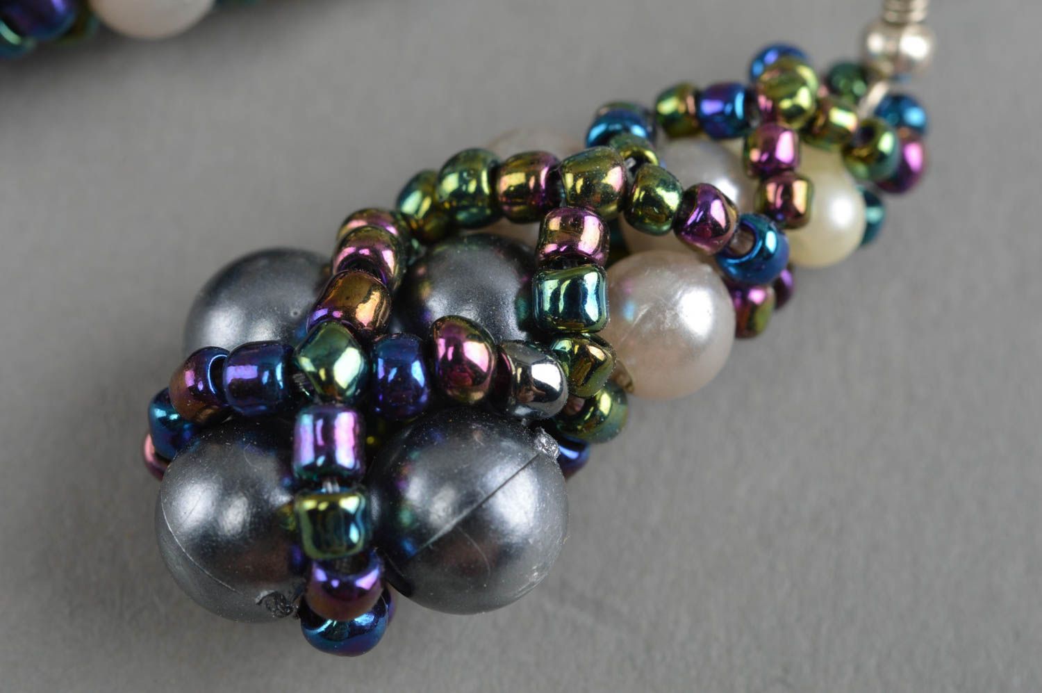 Boucles d'oreilles en perles de rocaille perles fantaisie pendantes faites main photo 5