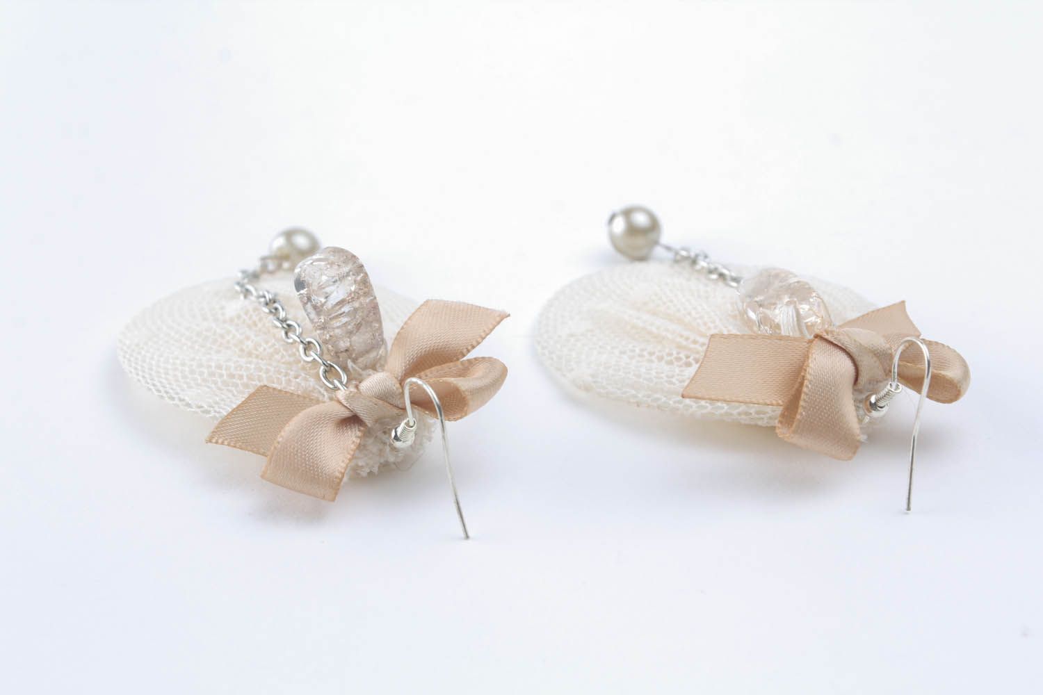Earrings with lace and bows photo 2