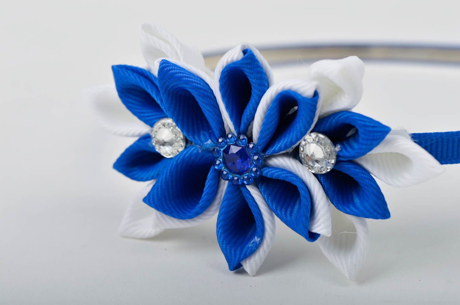 Blumen Haarreif handgefertigt Haar Schmuck Geschenk für Mädchen in Blau foto 4