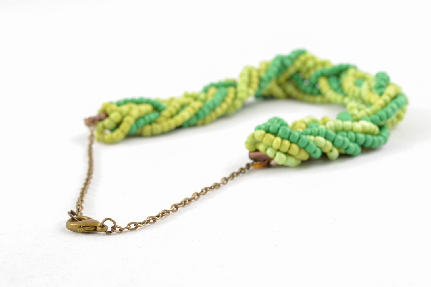 Braided beaded necklace with chain photo 3