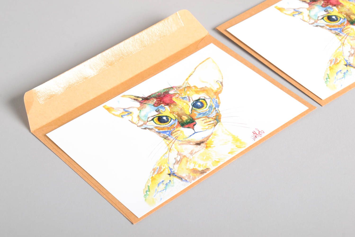 Открытки ручной работы красивые открытки две поздравительные открытки Кошки фото 5