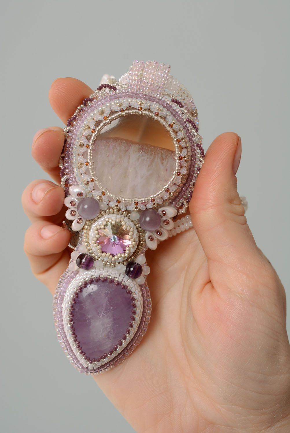 Evening necklace with amethyst photo 4