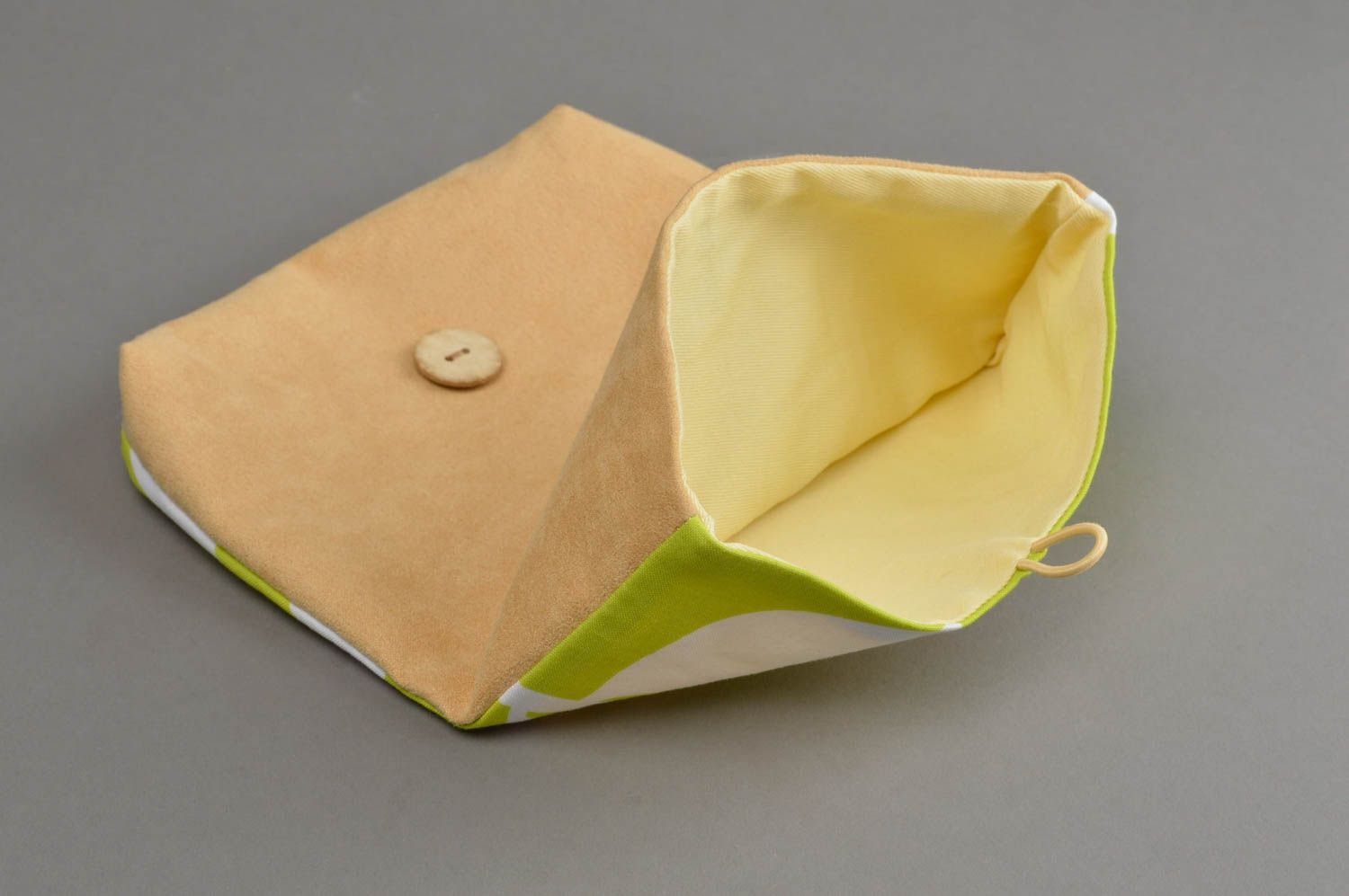 Stylish handmade beauty bag unusual faux suede beauty bag fashion accessories photo 3