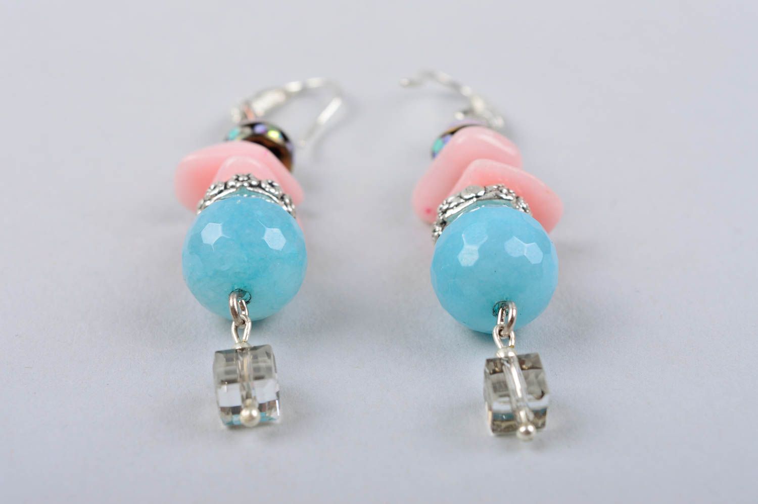 Designer accessory handmade earrings with agate pendants fashion jewelry photo 4