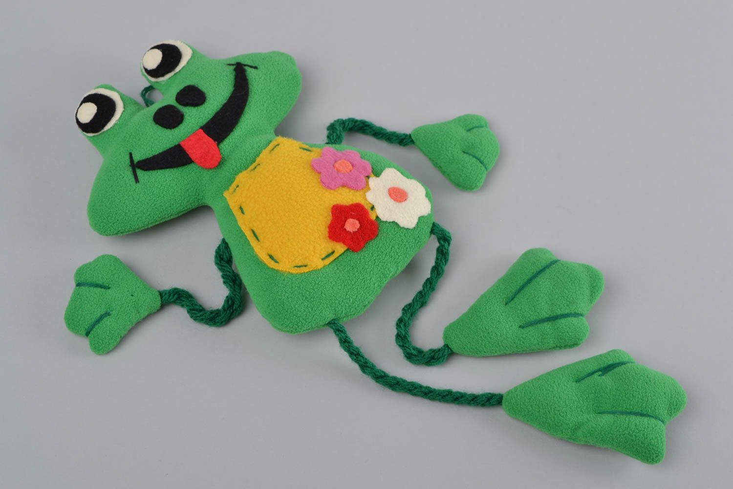 Мягкая игрушка лягушонок из ткани ручной работы оригинальная смешная детская фото 1