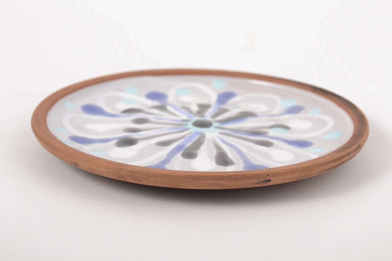 Керамическая тарелка ручной работы глиняная посуда расписная тарелка маленькая фото 5