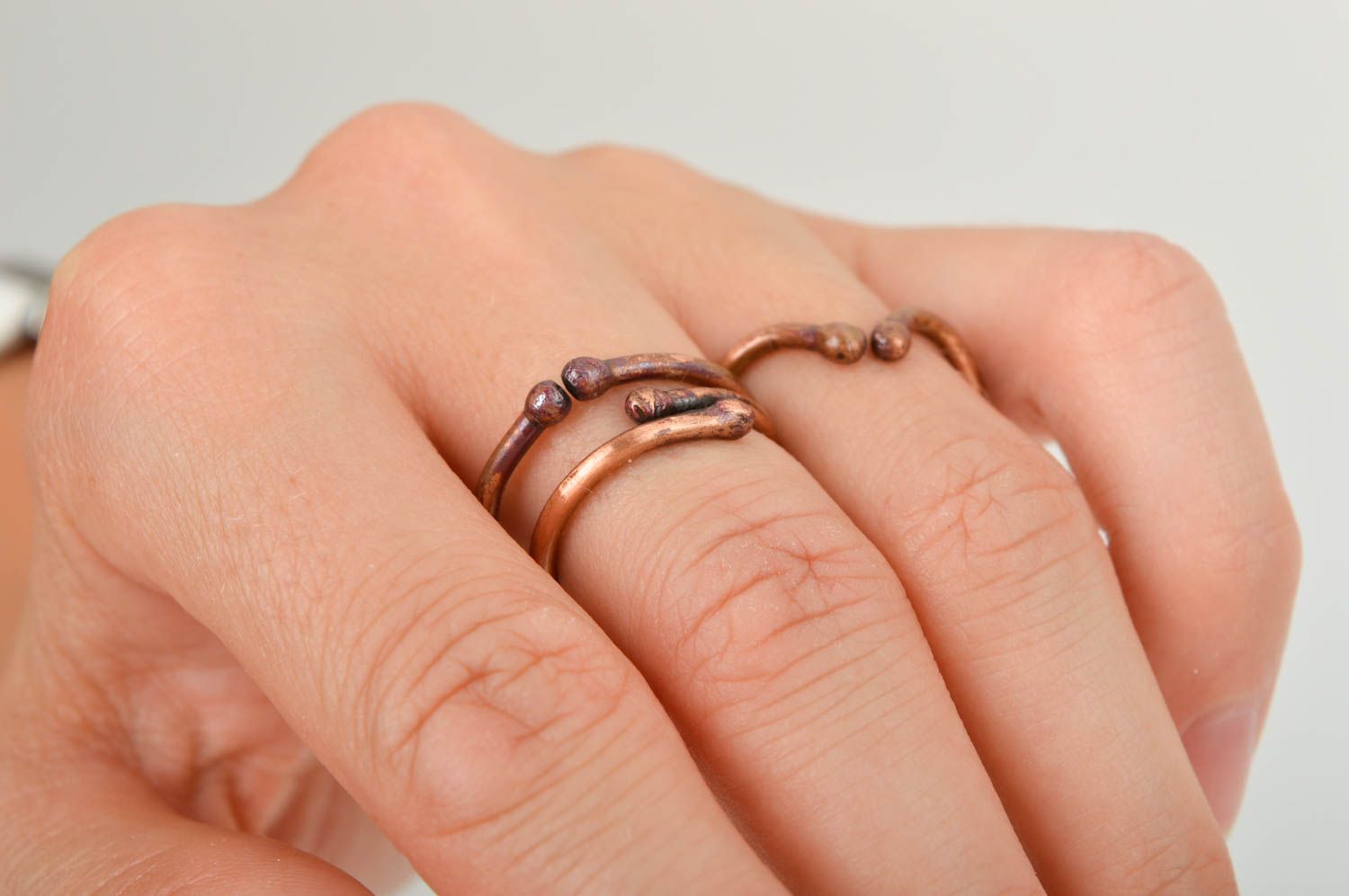 Кольца ручной работы женские кольца украшения из меди металлические украшения фото 1