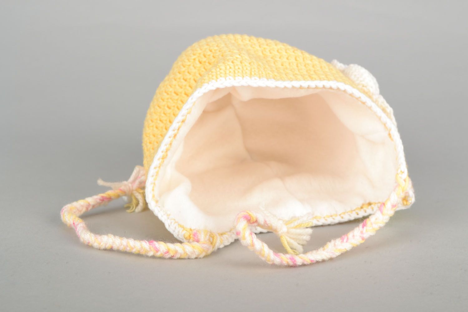 Bonnet tricoté à la main pour enfant avec fleur en laine chaud original photo 3