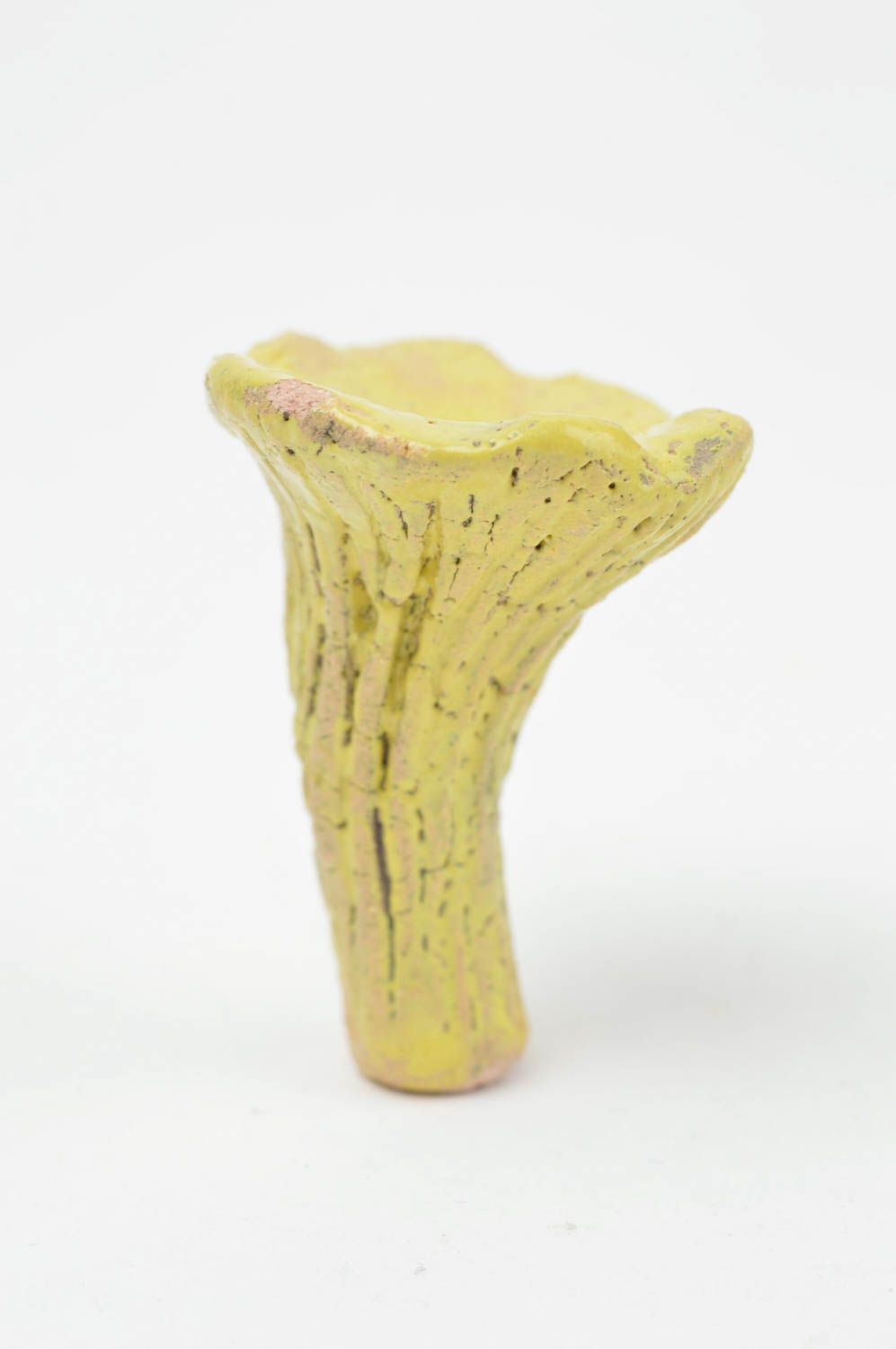 Керамическая статуэтка расписанная глазурью ручной работы сувенир Грибок лисичка фото 2