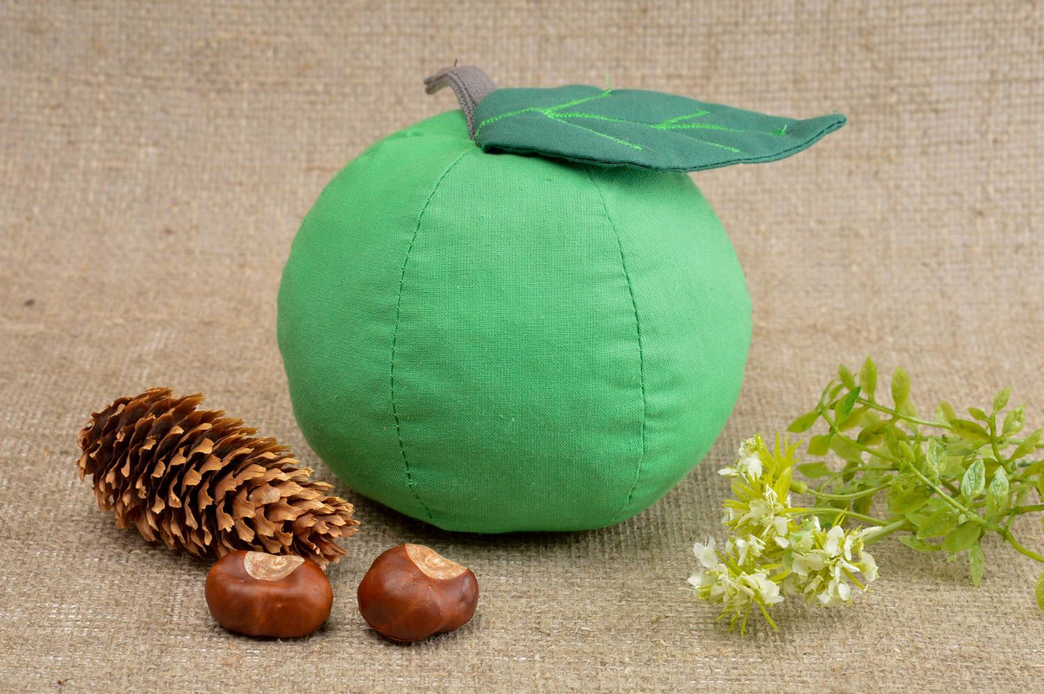 Зеленая игрушка яблоко ручной работы детская игрушка из ткани мягкая игрушка фото 1