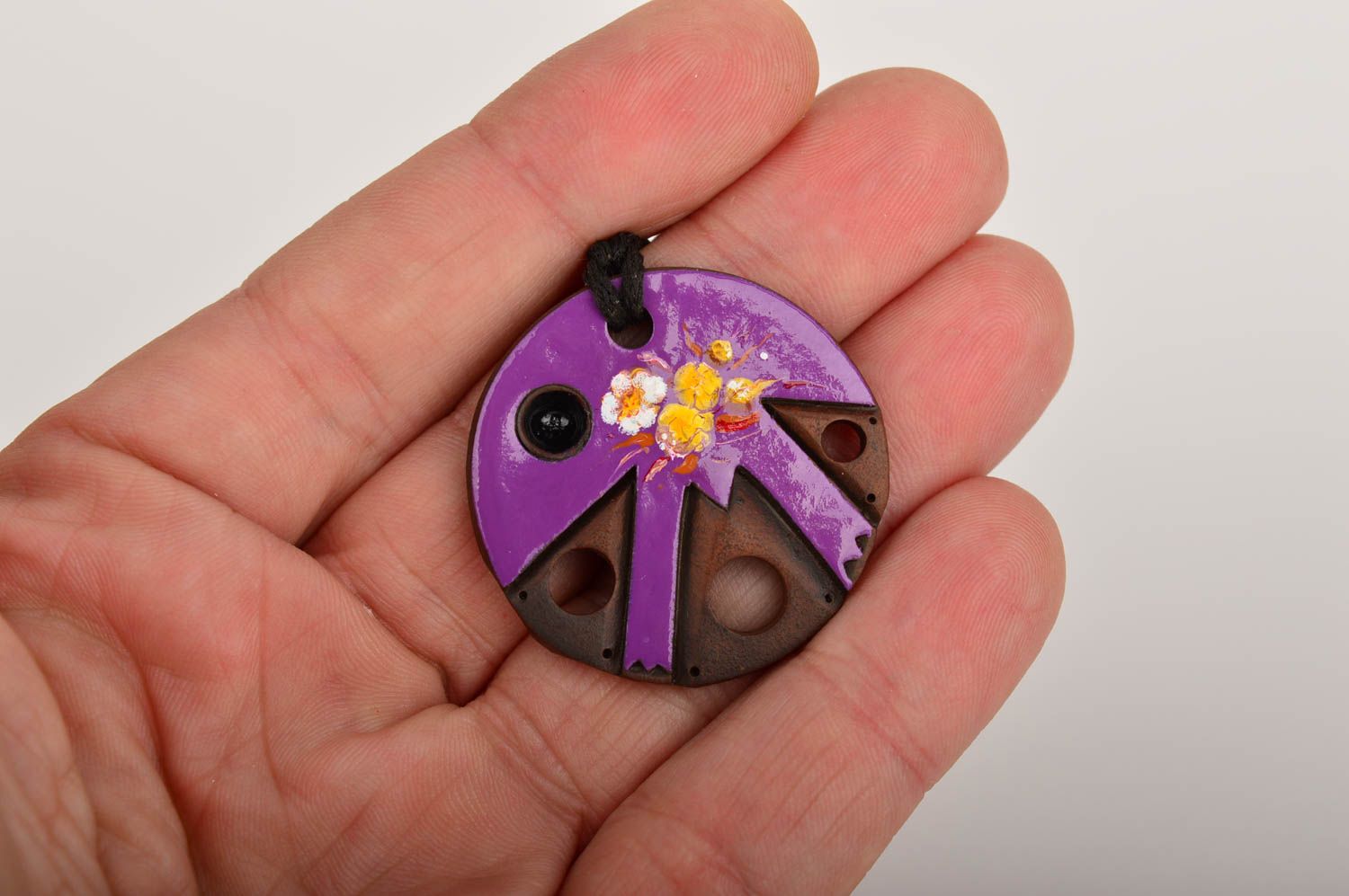 Handmade pendant unusual pendant clay jewelry designer accessory gift ideas photo 4