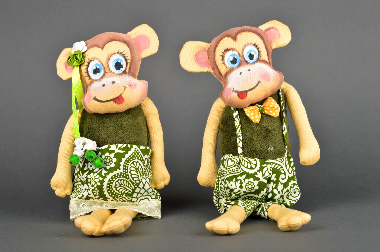 Игрушки обезьянки ручной работы мягкие игрушки для дома детские игрушки 2 шт фото 2
