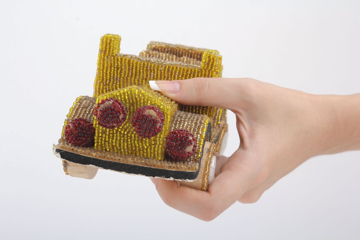 Cabriolet bello fatto a mano giocattolo di legno materiale ecologico con perline foto 5