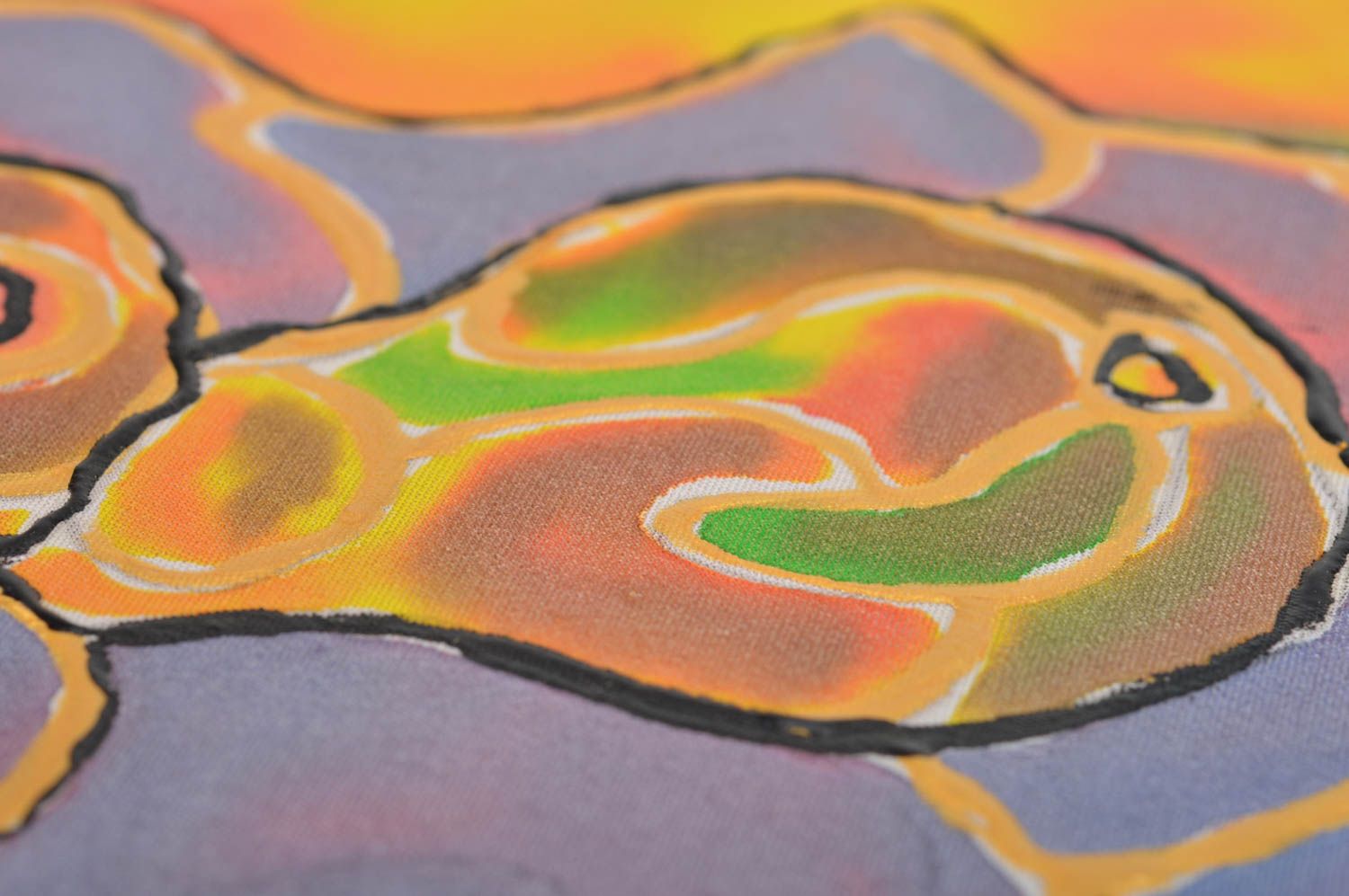 Картина в технике холодный батик тканевая ручной работы Кувшин с цветами фото 4