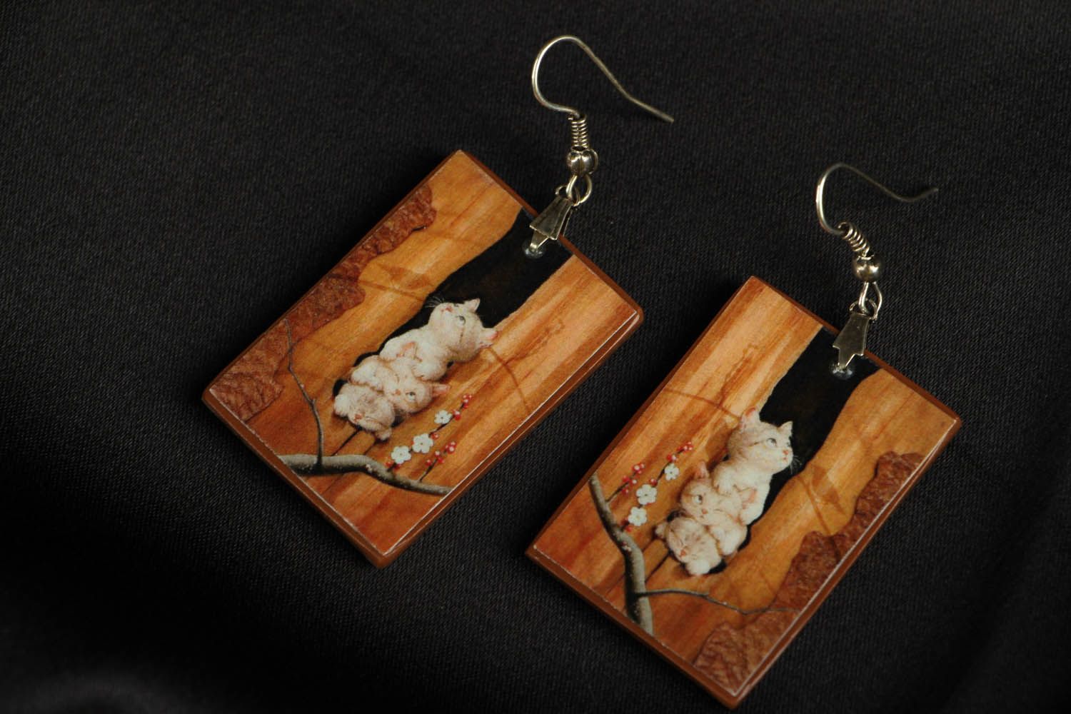 Earrings made ​​of polymer clay Kittens photo 1