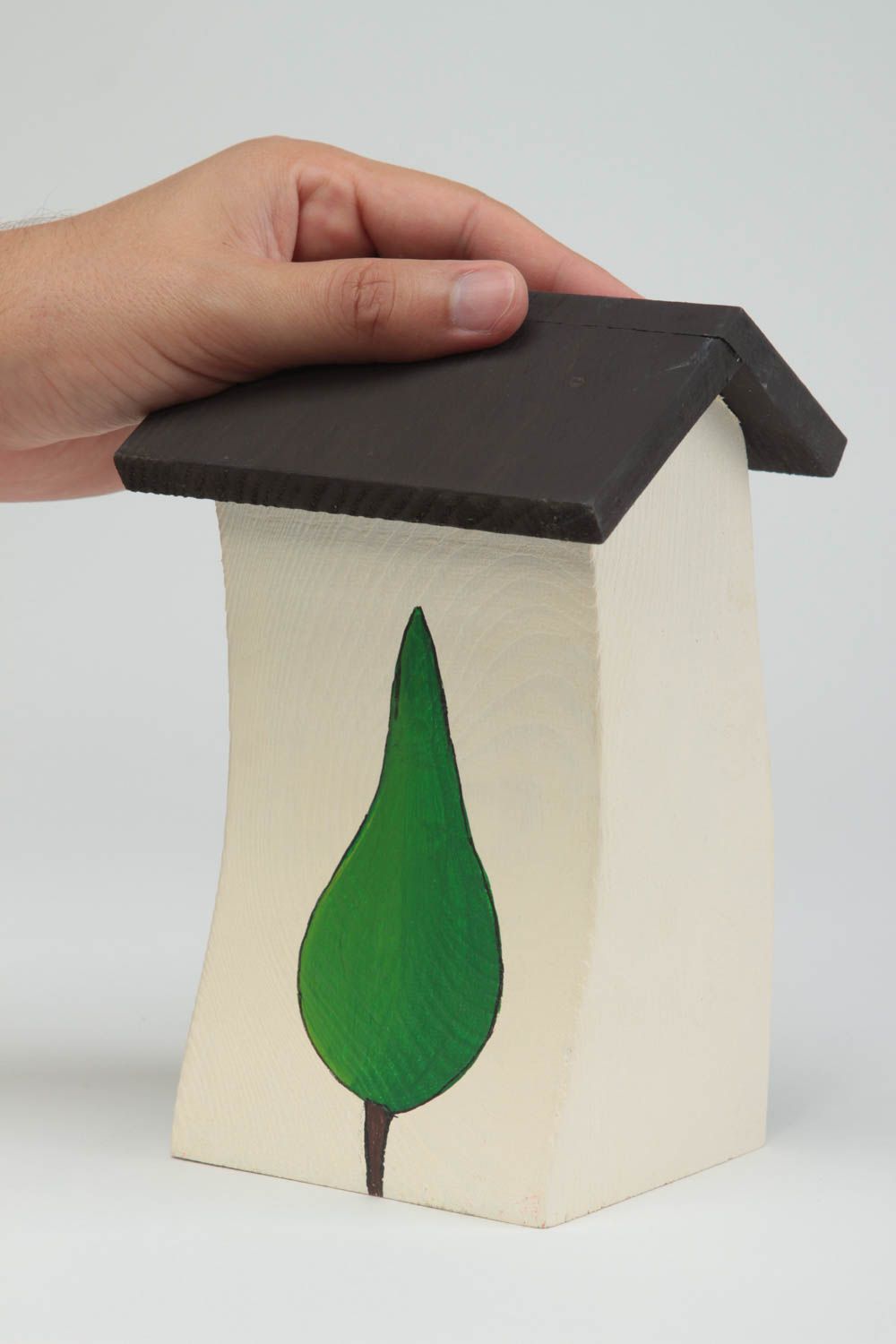 Фигурка из дерева для декора домик из сосны ручной работы белый экологический фото 5