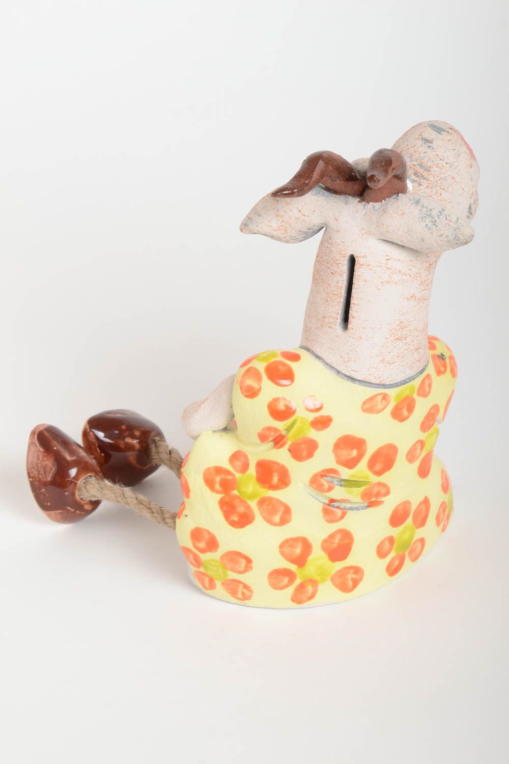 Tirelire céramique design Tirelire fait main en forme de chèvre Déco maison photo 5