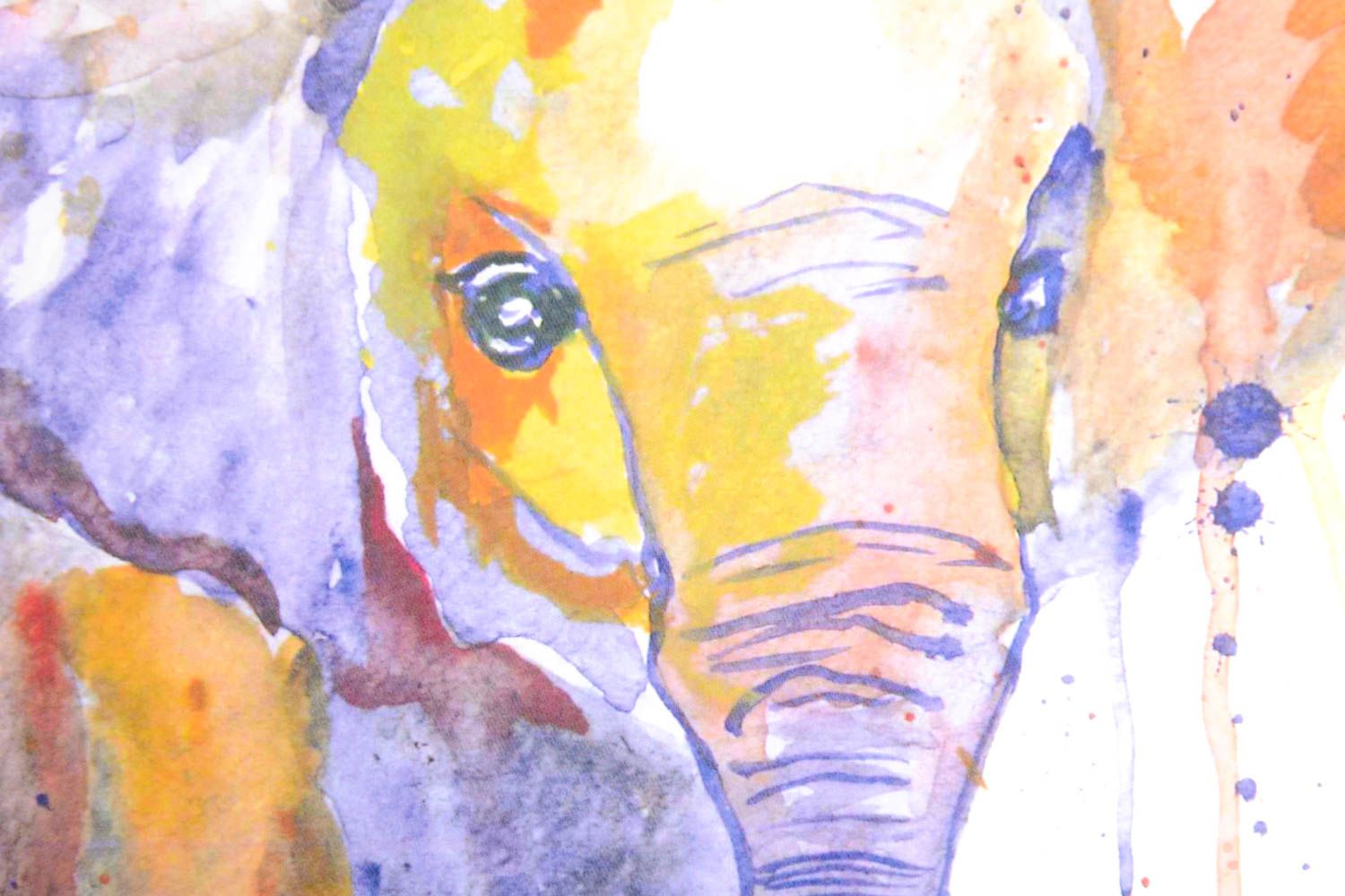 Tableau éléphant fait main Décoration murale à l'aquarelle Déco salon originale photo 3