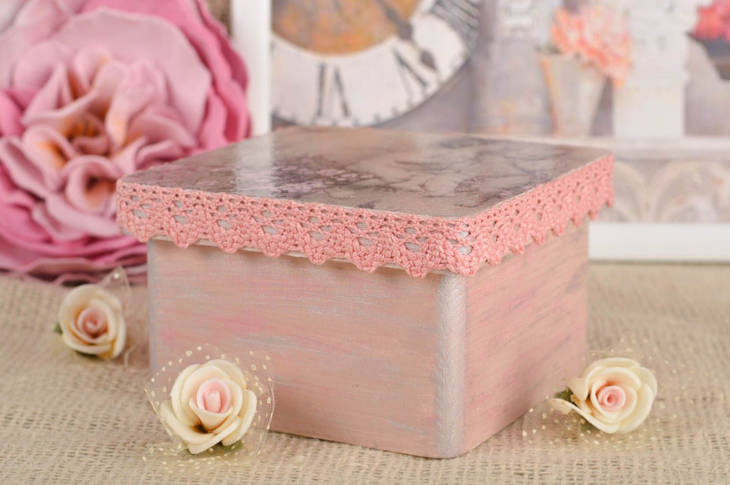 Caja para joyas hecha a mano joyero original con decoupage regalo para mujer foto 1